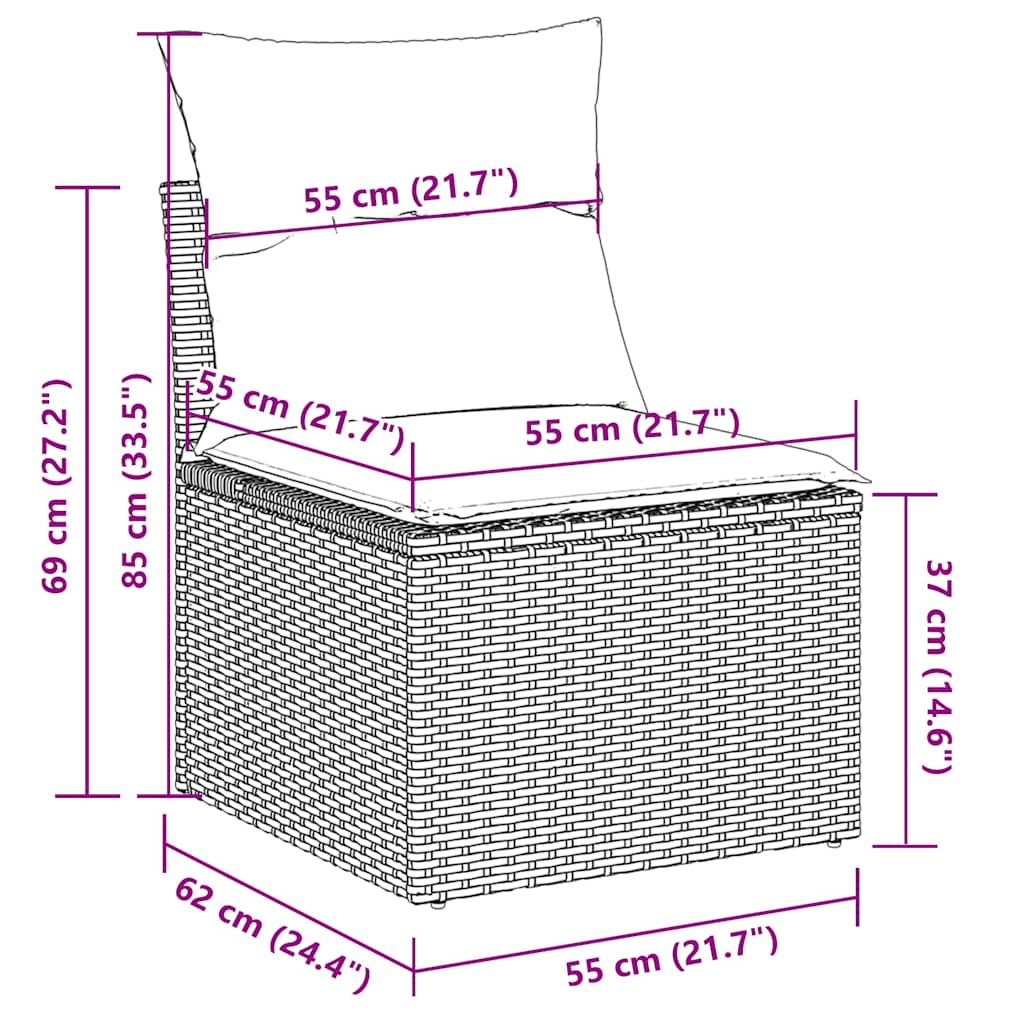 sofasæt til haven 8 dele med hynder polyrattan lysegrå