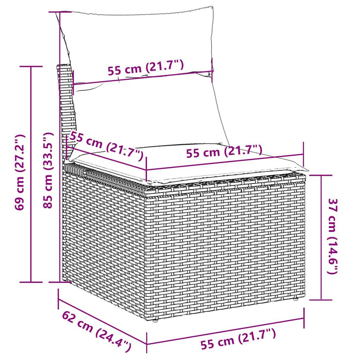 sofasæt til haven 8 dele med hynder polyrattan lysegrå
