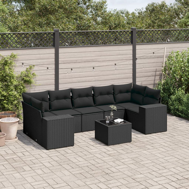 sofasæt til haven 8 dele med hynder polyrattan sort