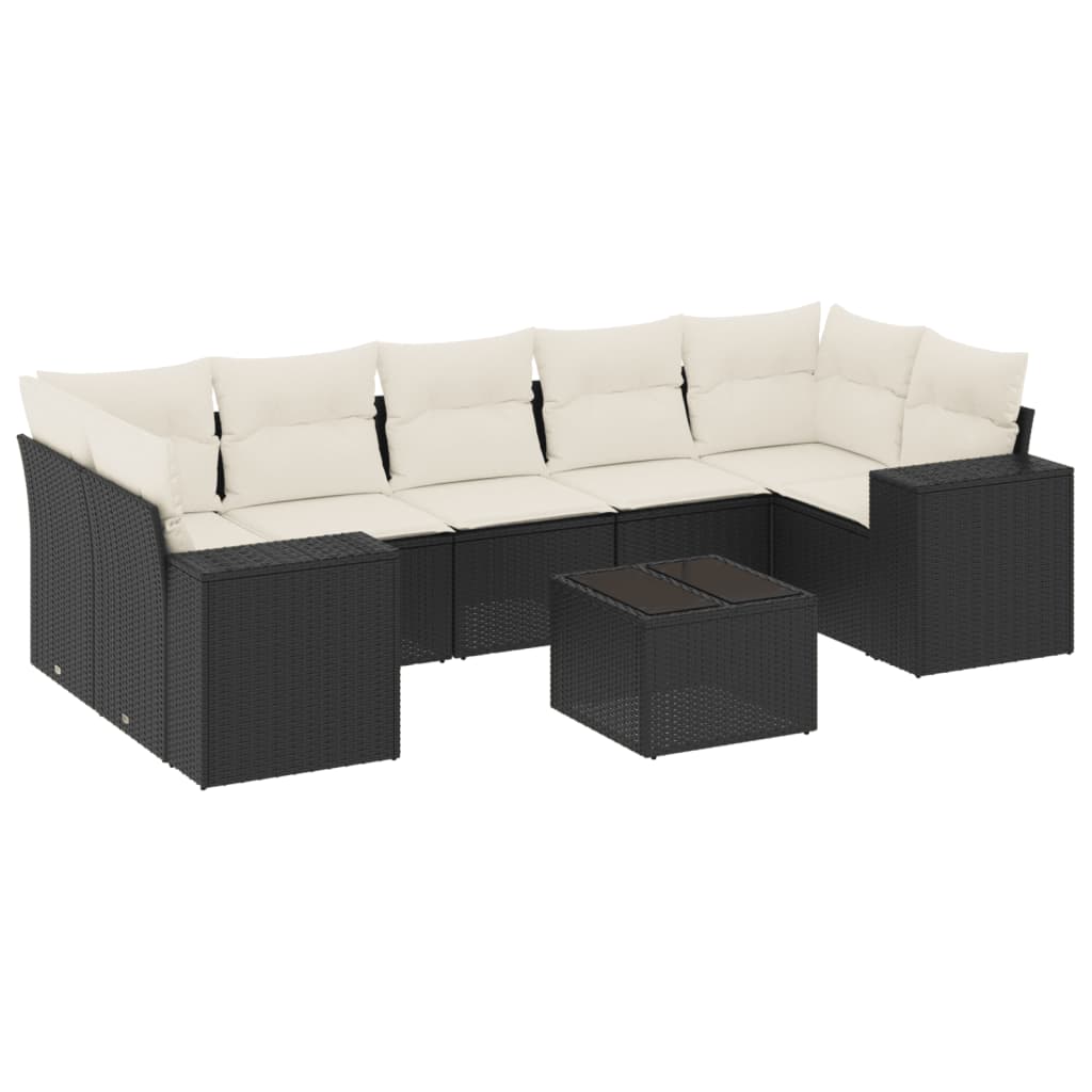 sofasæt til haven 8 dele med hynder polyrattan sort