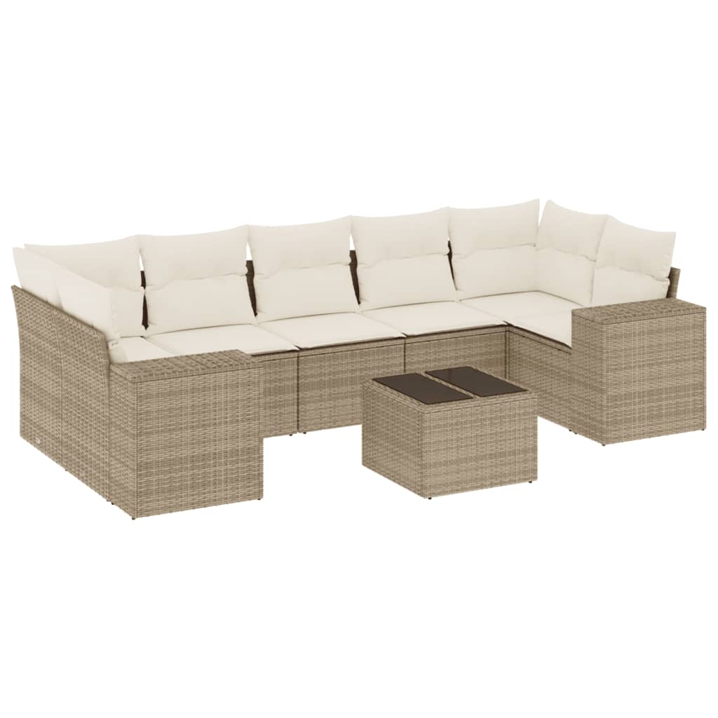 sofasæt til haven 8 dele med hynder polyrattan beige