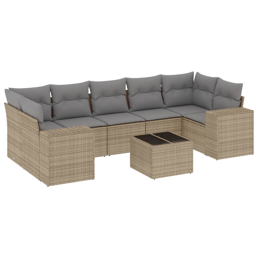 sofasæt til haven 8 dele med hynder polyrattan beige