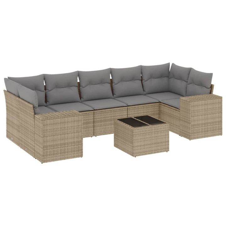 sofasæt til haven 8 dele med hynder polyrattan beige