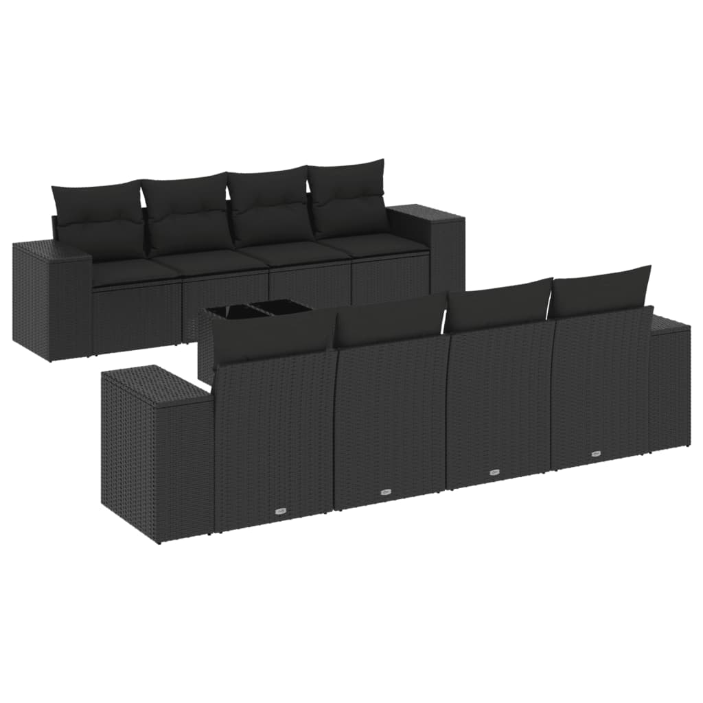 sofasæt til haven 9 dele med hynder polyrattan sort