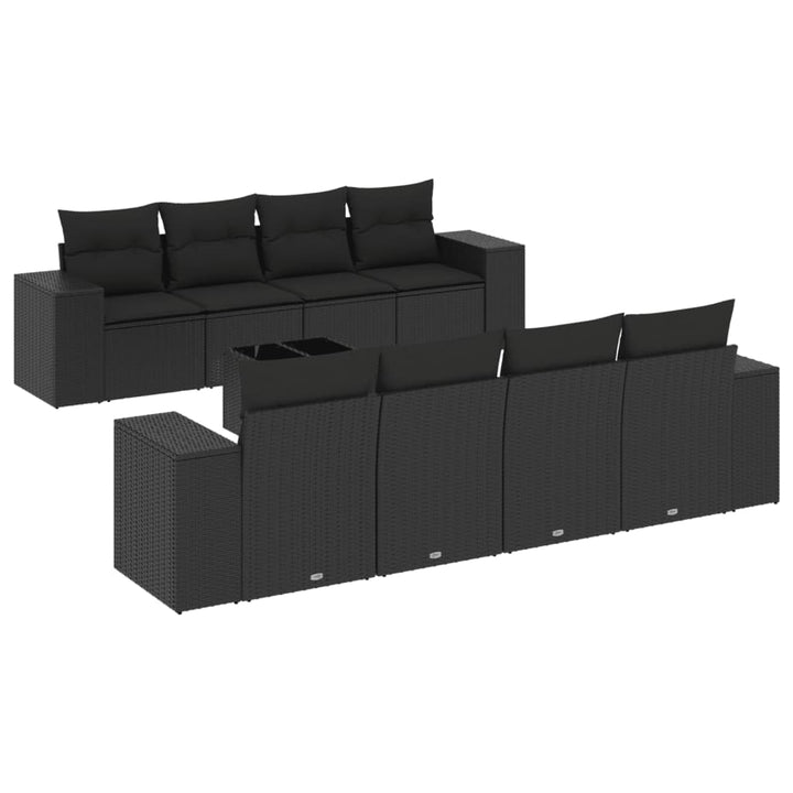 sofasæt til haven 9 dele med hynder polyrattan sort