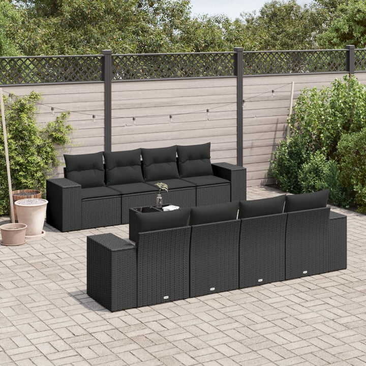 sofasæt til haven 9 dele med hynder polyrattan sort
