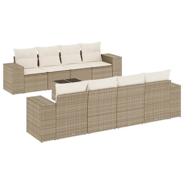 sofasæt til haven 9 dele med hynder polyrattan beige