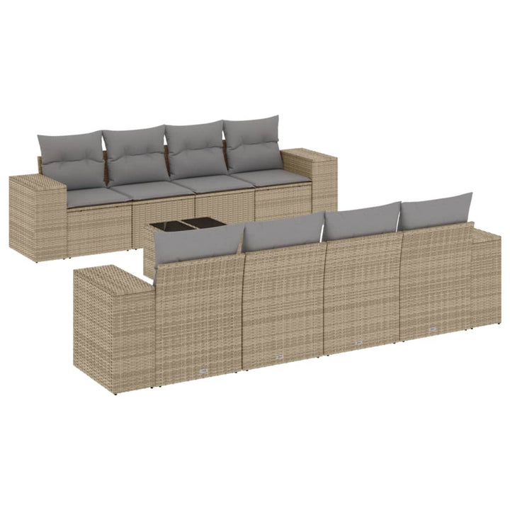 sofasæt til haven 9 dele med hynder polyrattan beige