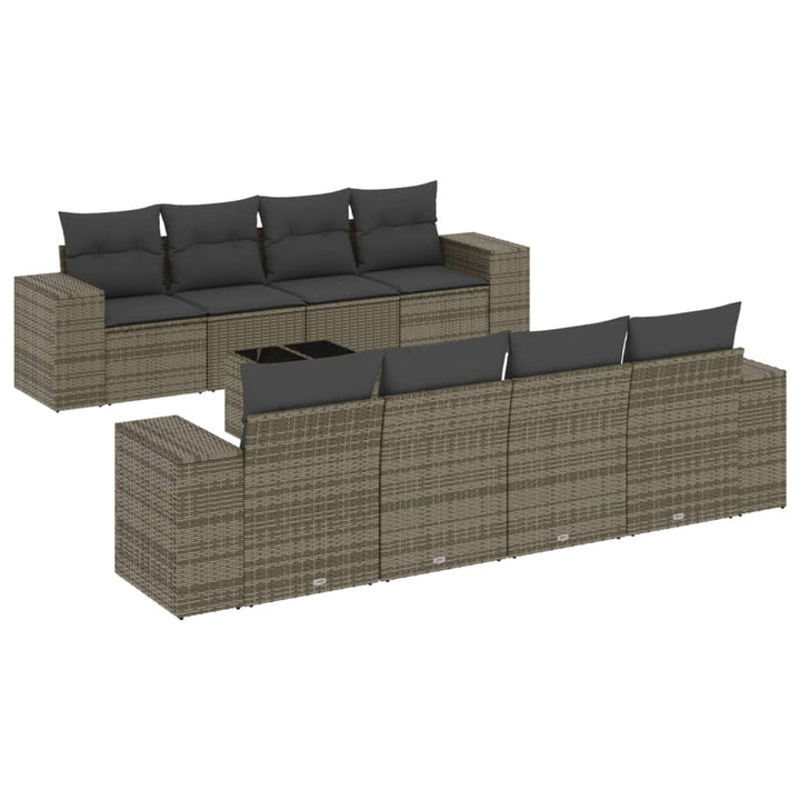 sofasæt til haven 9 dele med hynder polyrattan grå