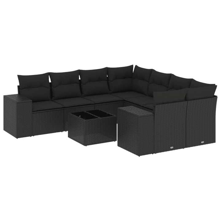sofasæt til haven 9 dele med hynder polyrattan sort