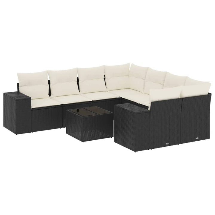 sofasæt til haven 9 dele med hynder polyrattan sort