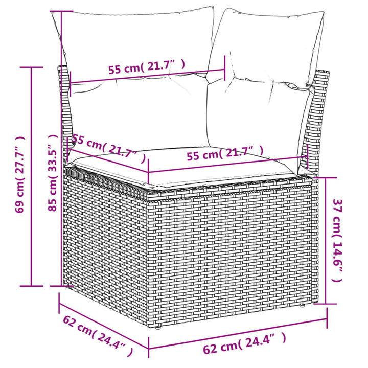sofasæt til haven 9 dele med hynder polyrattan sort