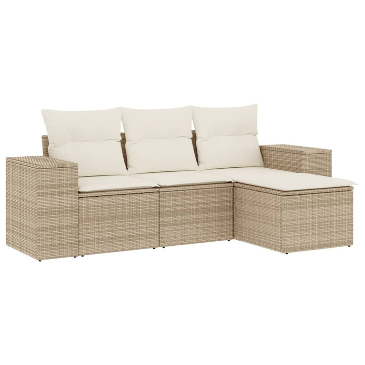 sofasæt til haven 4 dele med hynder polyrattan beige