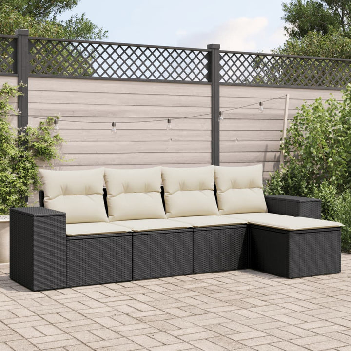 sofasæt til haven 5 dele med hynder polyrattan sort