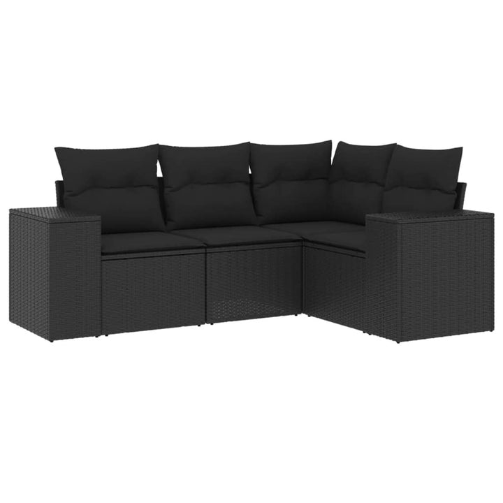 sofasæt til haven 4 dele med hynder polyrattan sort