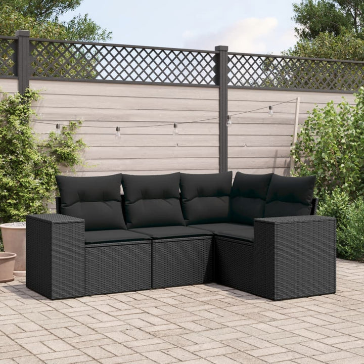 sofasæt til haven 4 dele med hynder polyrattan sort