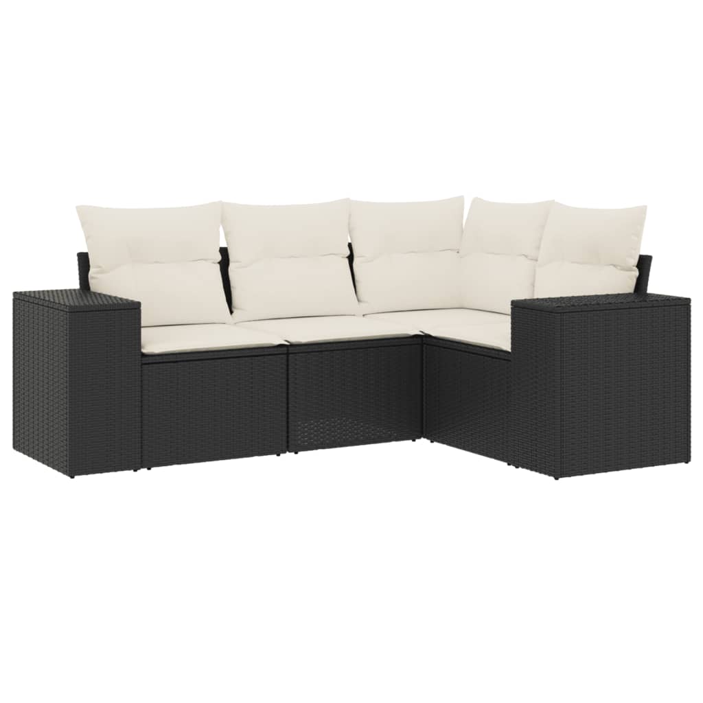 sofasæt til haven 4 dele med hynder polyrattan sort