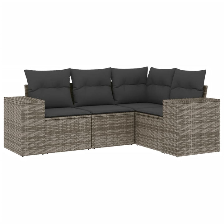 sofasæt til haven 4 dele med hynder polyrattan grå
