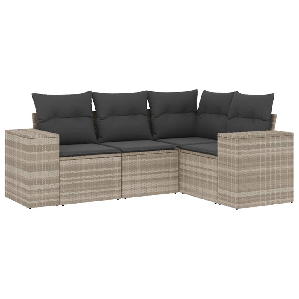 sofasæt til haven 4 dele med hynder polyrattan lysegrå