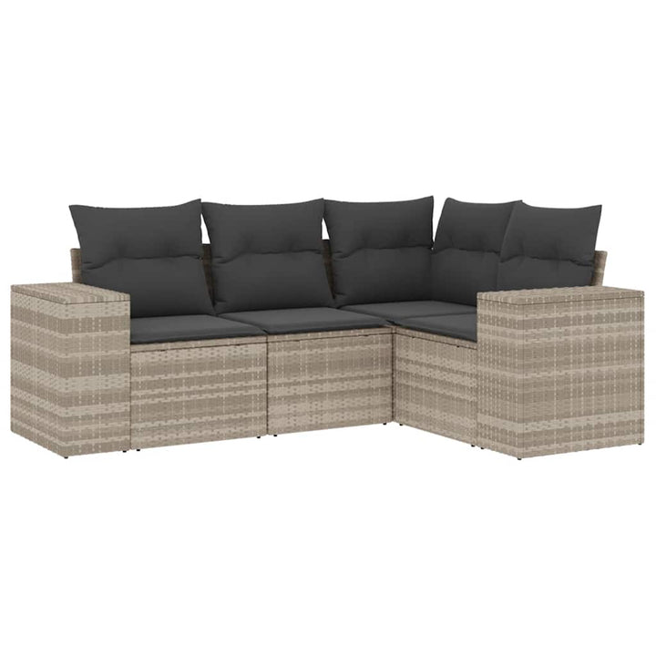 sofasæt til haven 4 dele med hynder polyrattan lysegrå