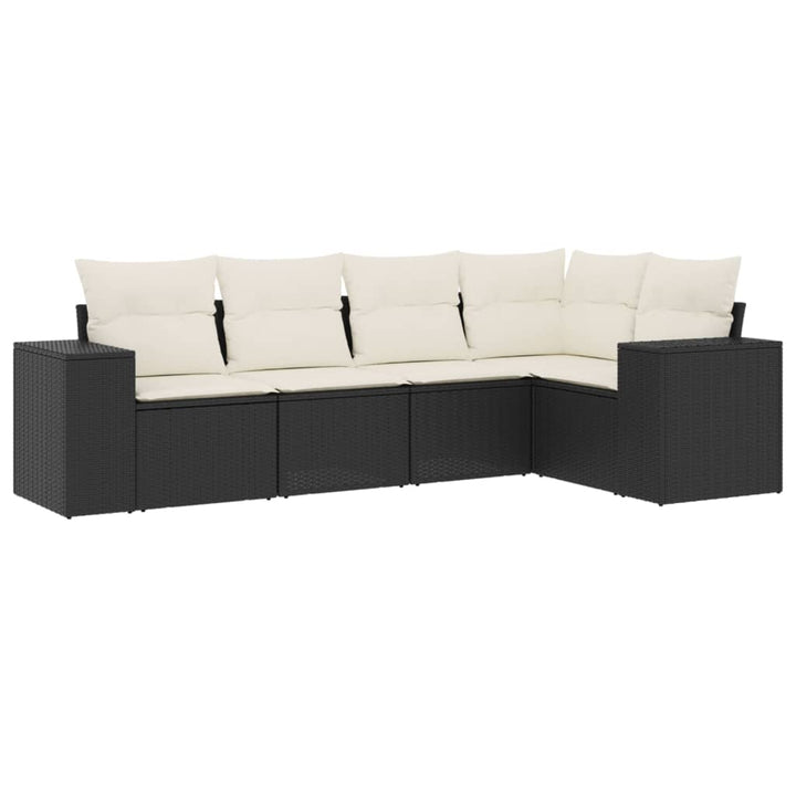 sofasæt til haven 5 dele med hynder polyrattan sort