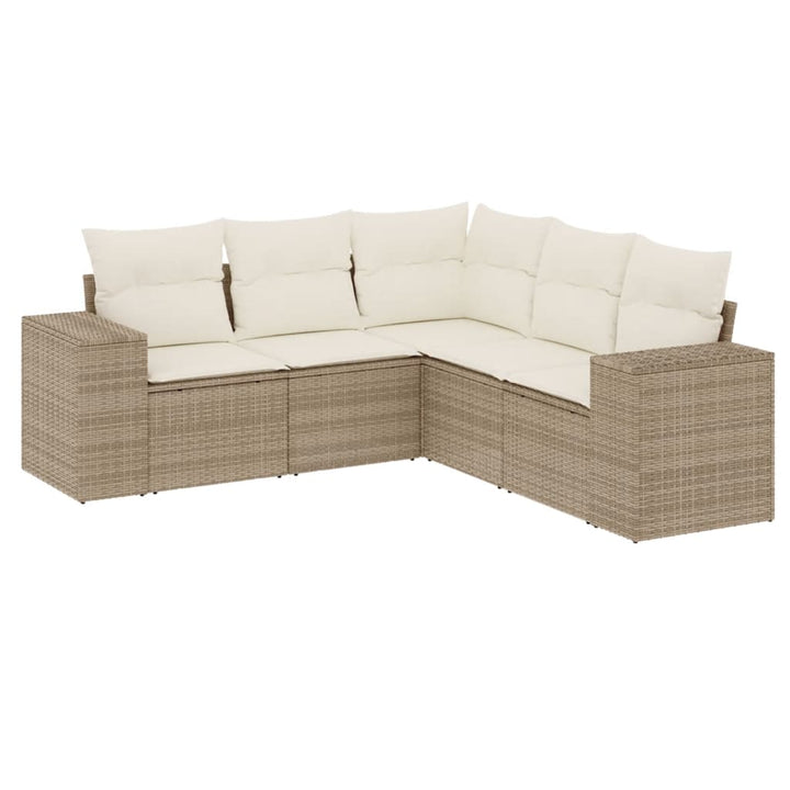 sofasæt til haven 5 dele med hynder polyrattan beige