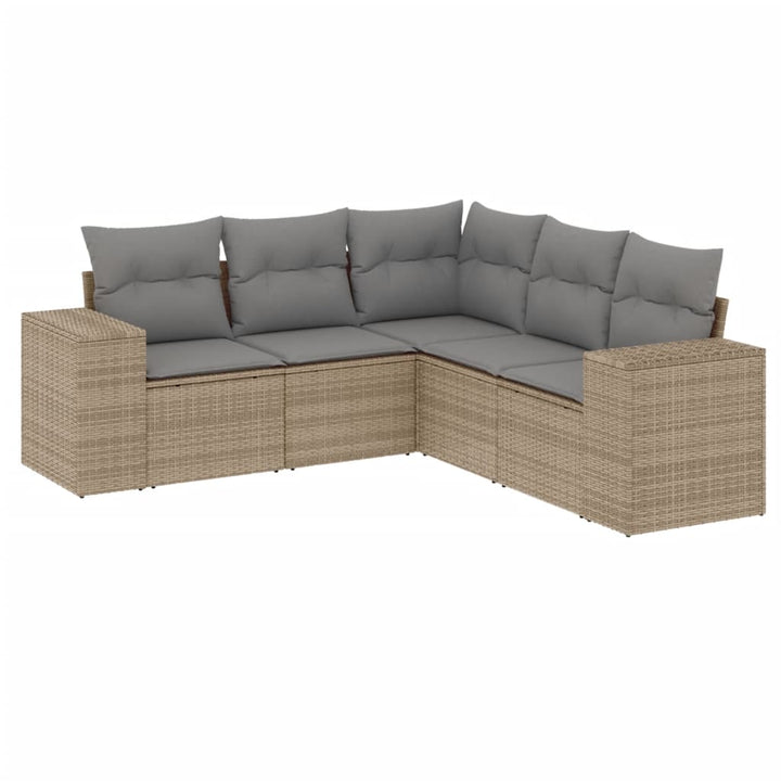 sofasæt til haven 5 dele med hynder polyrattan beige