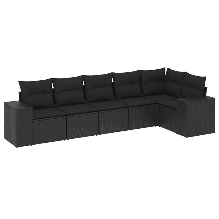 sofasæt til haven 6 dele med hynder polyrattan sort