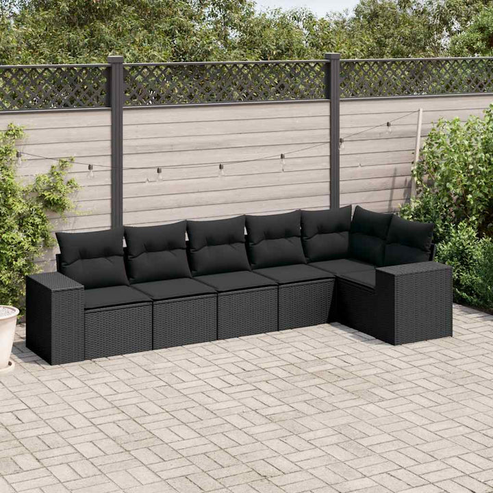 sofasæt til haven 6 dele med hynder polyrattan sort