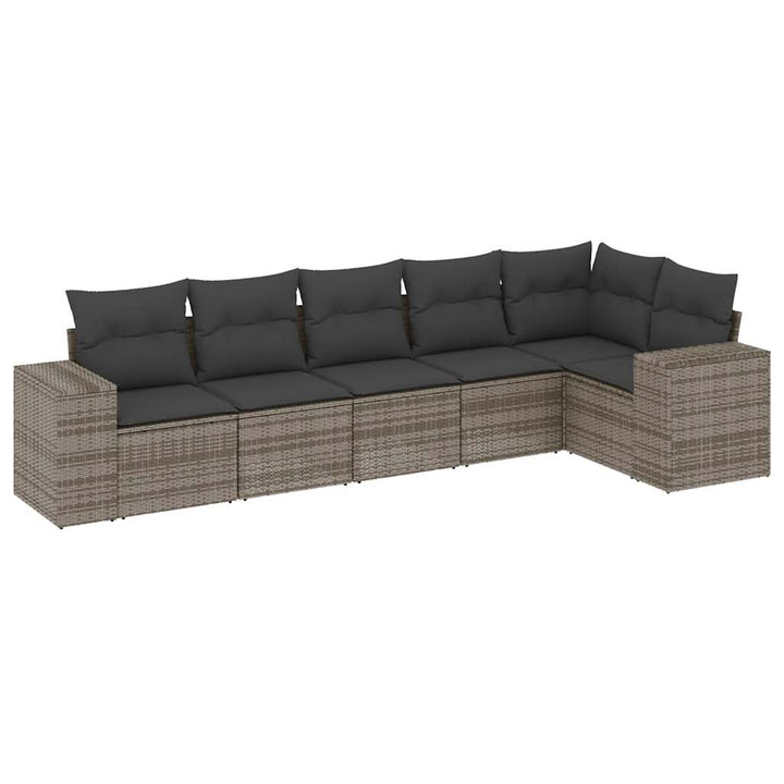 sofasæt til haven 6 dele med hynder polyrattan grå