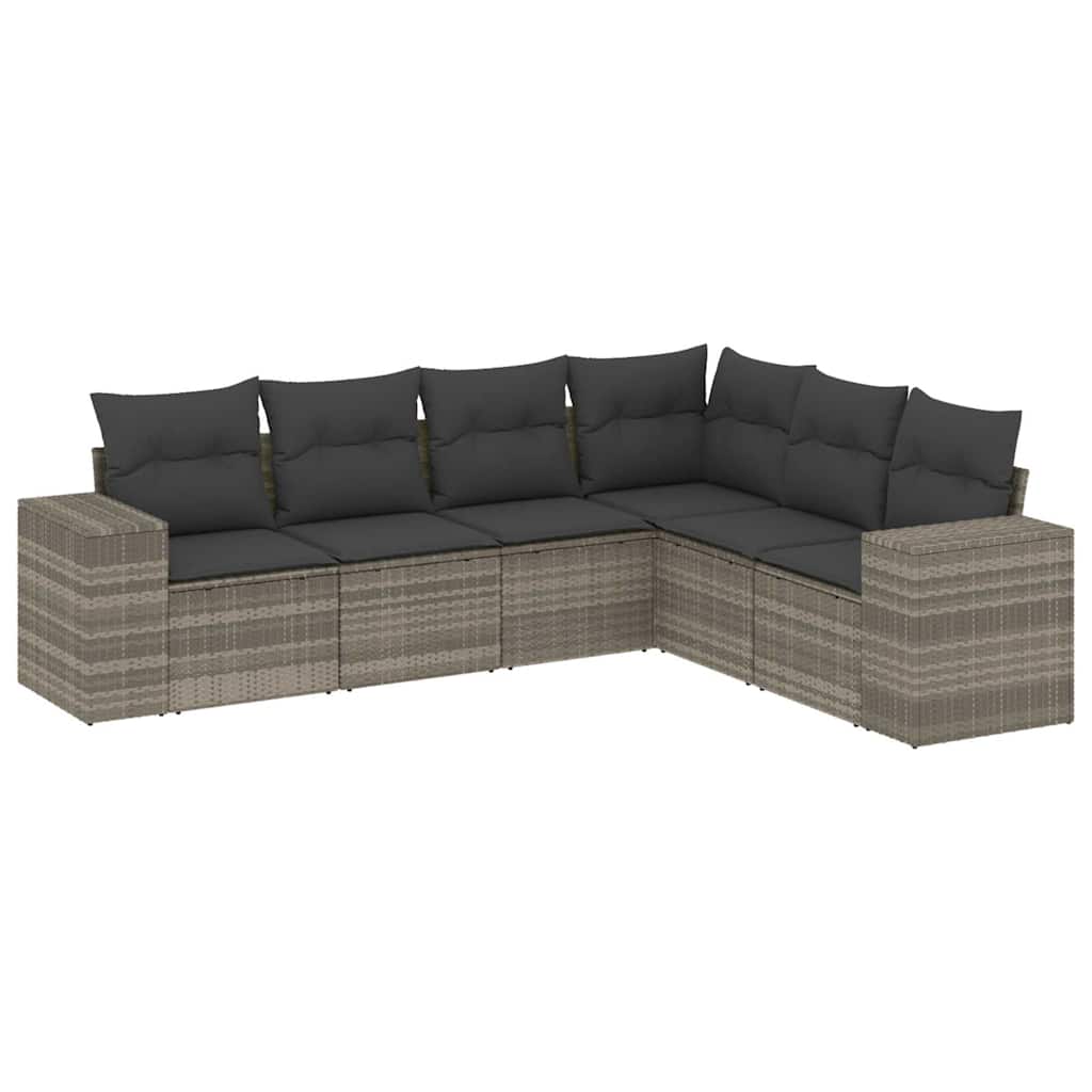 sofasæt til haven 6 dele med hynder polyrattan lysegrå