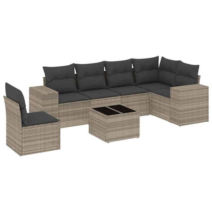 sofasæt til haven 7 dele med hynder polyrattan lysegrå