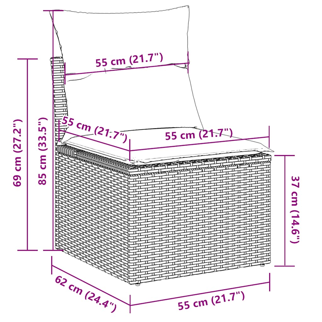 sofasæt til haven 6 dele med hynder polyrattan lysegrå