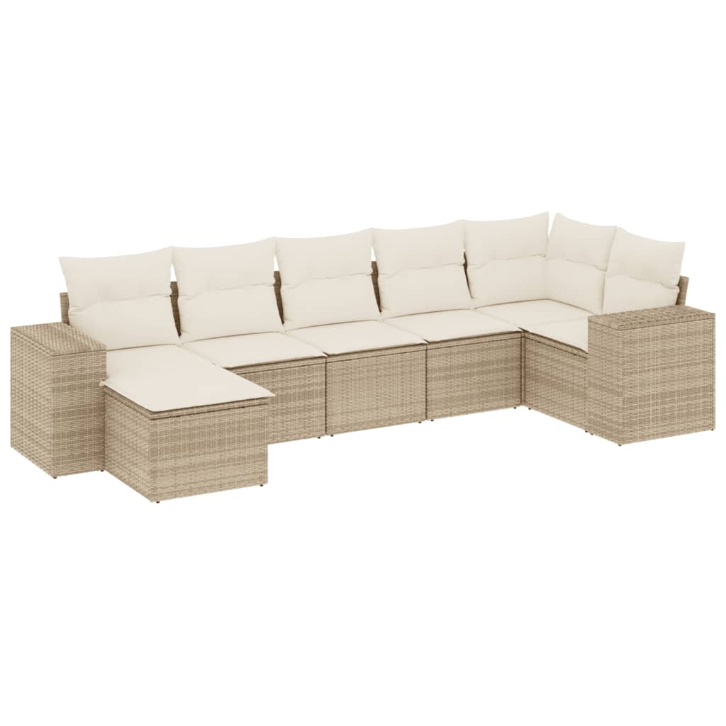 sofasæt til haven 7 dele med hynder polyrattan beige