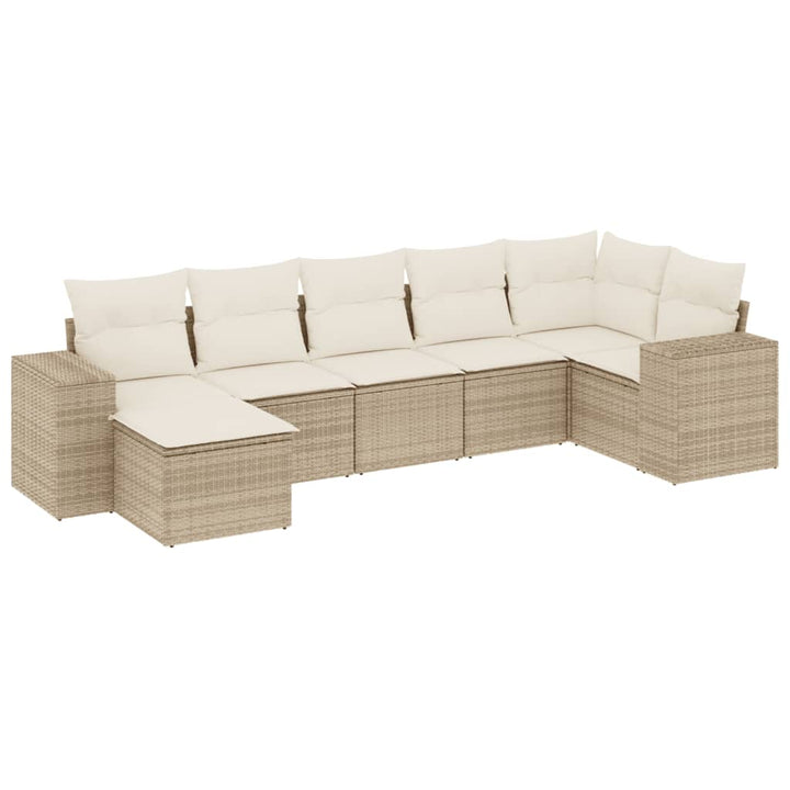 sofasæt til haven 7 dele med hynder polyrattan beige