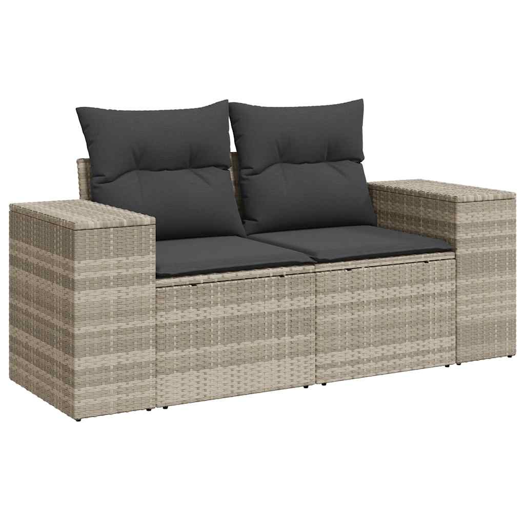 sofasæt til haven 7 dele med hynder polyrattan lysegrå