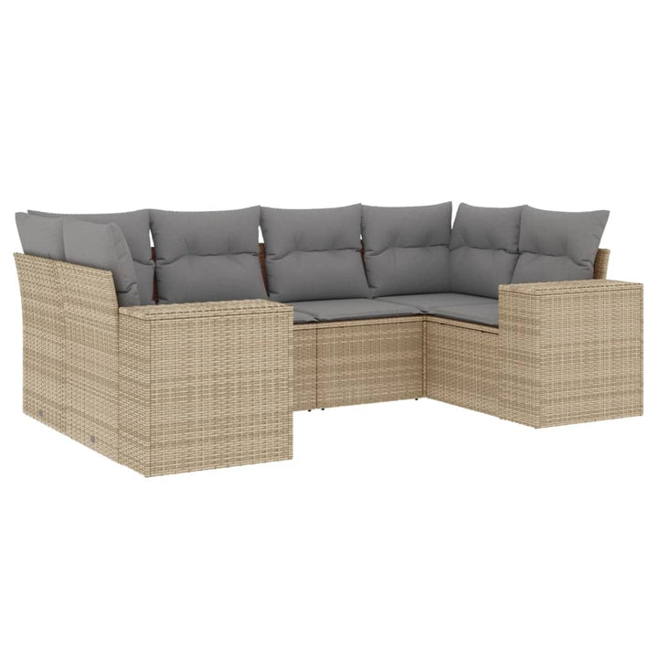 sofasæt til haven 6 dele med hynder polyrattan beige