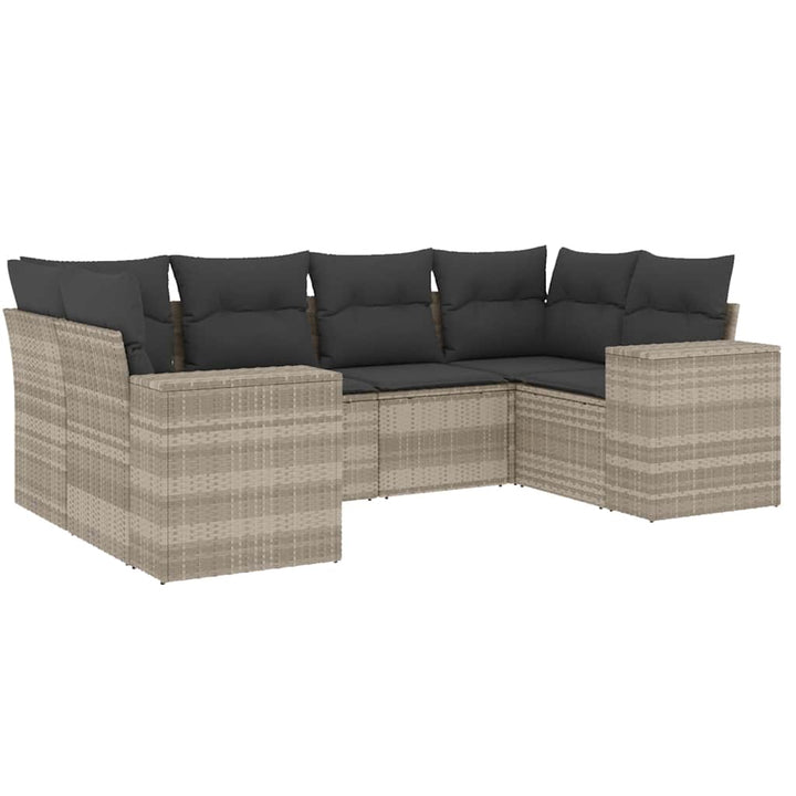 sofasæt til haven 6 dele med hynder polyrattan lysegrå