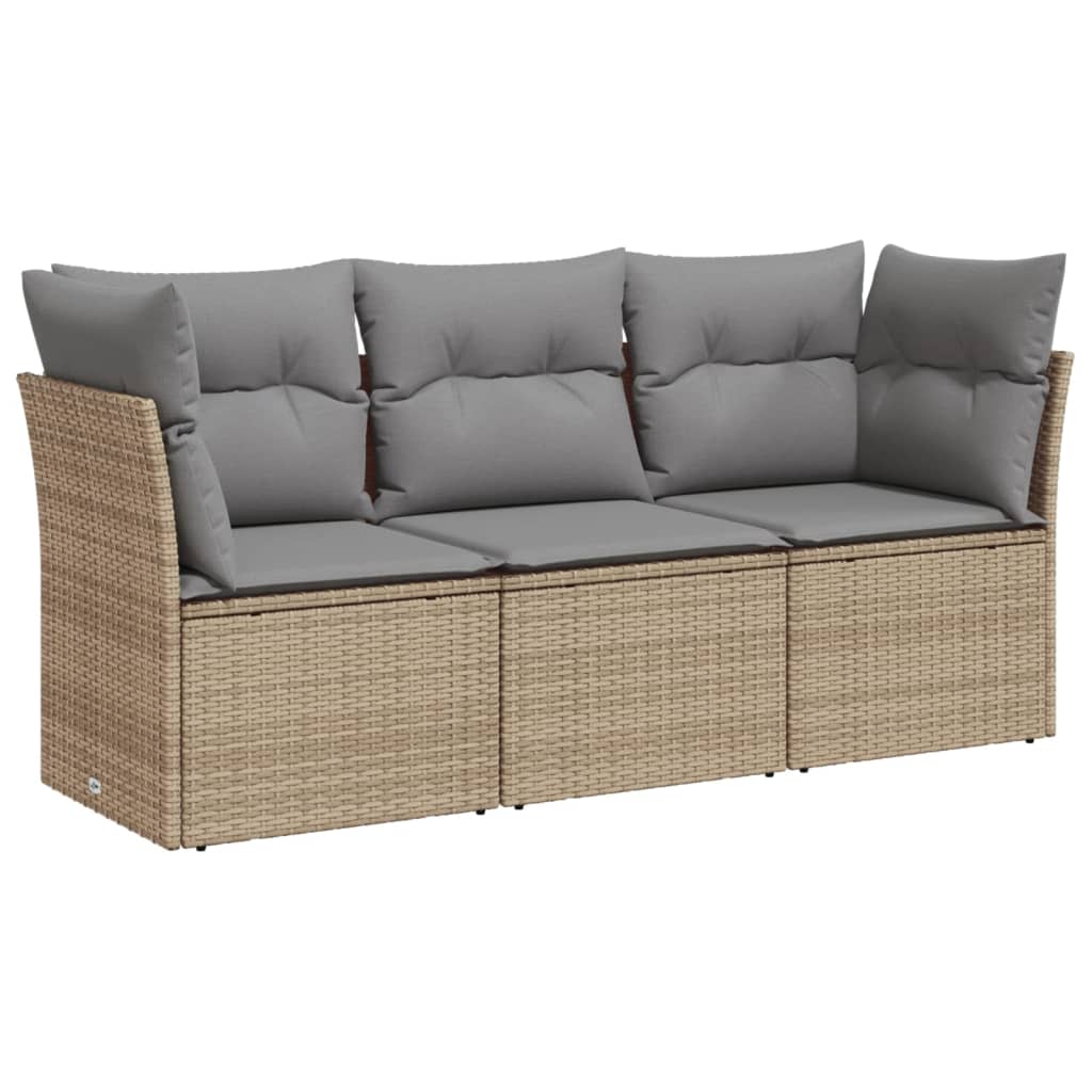 sofasæt til haven 3 dele med hynder polyrattan beige