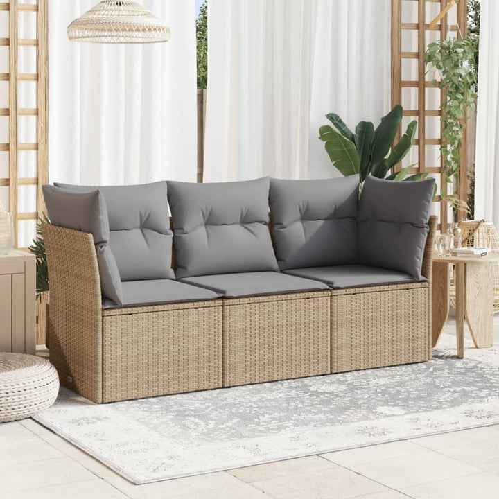 sofasæt til haven 3 dele med hynder polyrattan beige