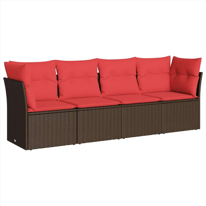 sofasæt til haven 4 dele med hynder polyrattan brun