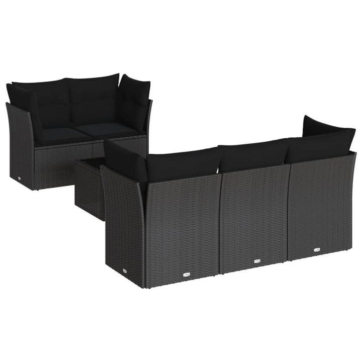 sofasæt til haven 6 dele med hynder polyrattan sort