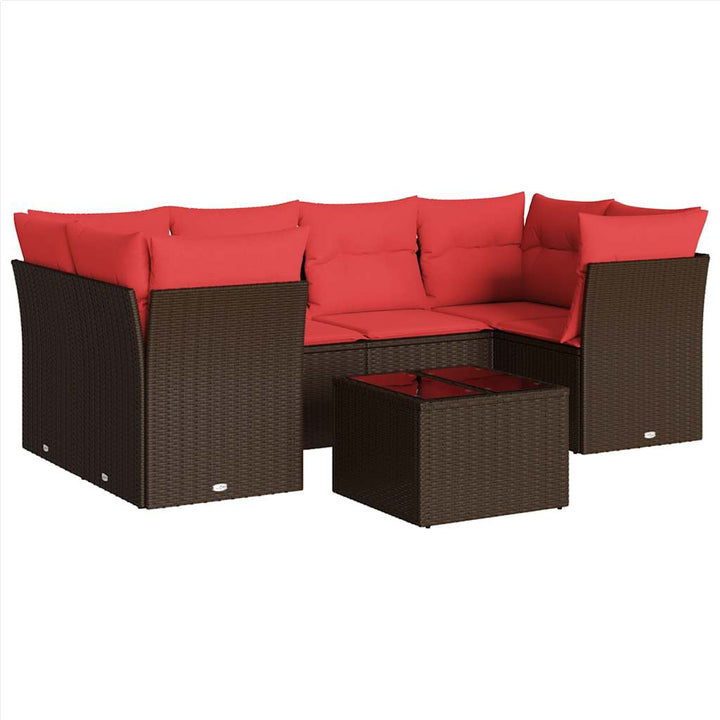 sofasæt til haven 7 dele med hynder polyrattan brun
