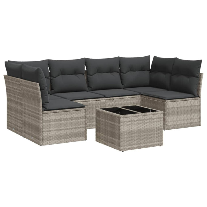 sofasæt til haven 7 dele med hynder polyrattan lysegrå