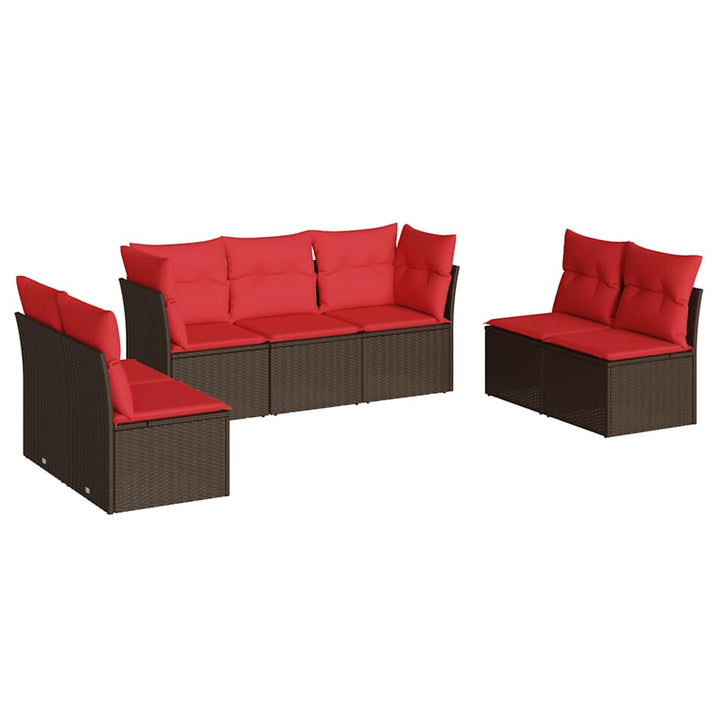 sofasæt til haven 7 dele med hynder polyrattan brun