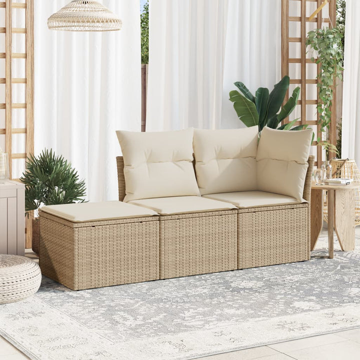 sofasæt til haven 3 dele med hynder polyrattan beige