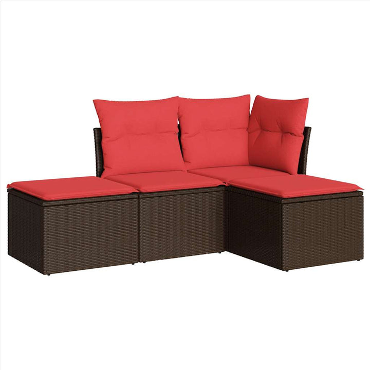 sofasæt til haven 4 dele med hynder polyrattan brun