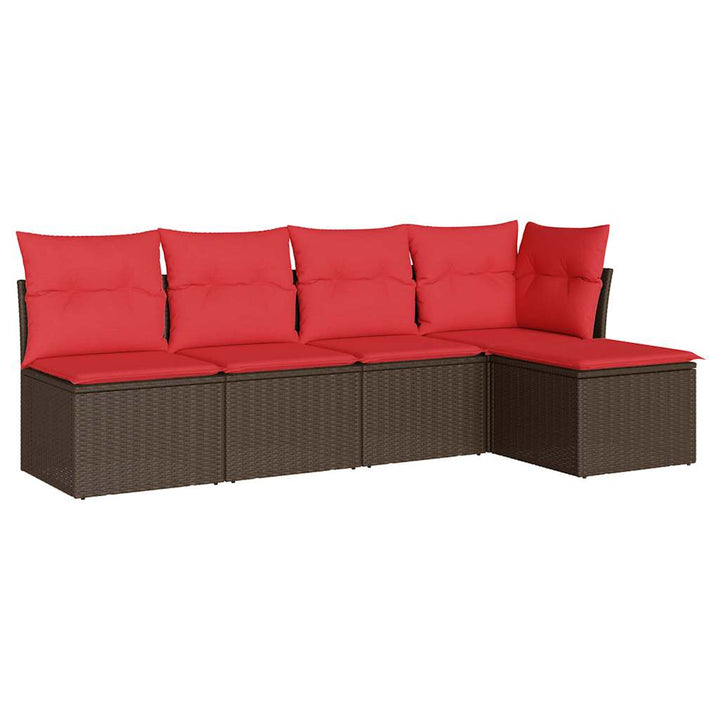 sofasæt til haven 5 dele med hynder polyrattan brun