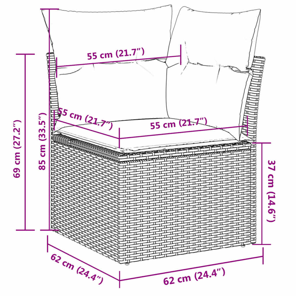 sofasæt til haven 4 dele med hynder polyrattan brun