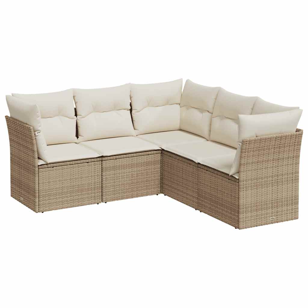 sofasæt til haven 5 dele med hynder polyrattan beige